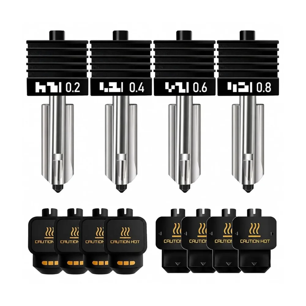 4pcs 0.2/0.4/0.6/0.8MM 3D Printer Hotend High Temperature Hardened Steel Hardened Steel Nozzle Quick Swap Design
