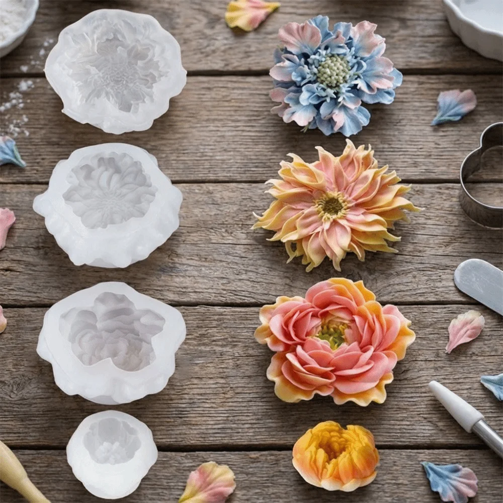 Baking Tool Realistic 3D Flower Silicone Mold Nonstick DIY Candle Mold Flexible Soap Mold Cake Baking
