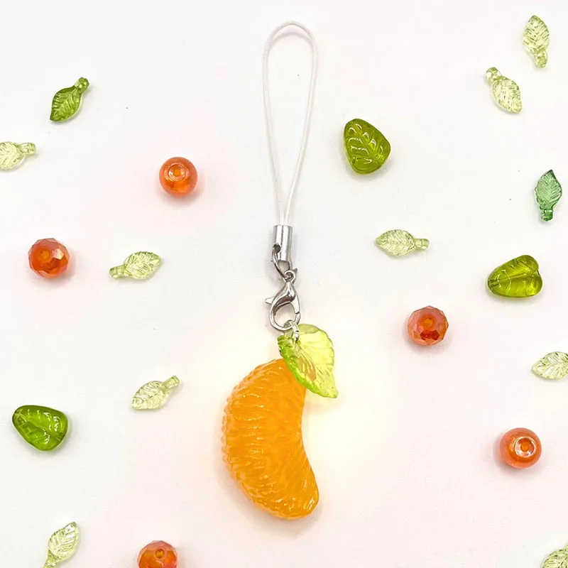 Tangerine Fruit Keychain Strawberry Cherry Peach Charm