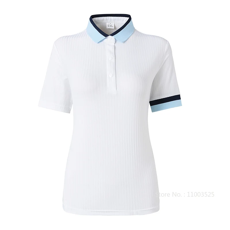 2024 Golf Shirt Women Short-sleeved Lapel Polo Shirt Elastic Breathable Tennis Clothing Ladies Stretch Cooling T-Shirt Golf Wear