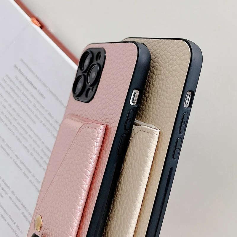 Luxuriöse Crossbody-Geldbörsen-Handyhülle aus Leder für iPhone 18 18Pro Max 17pro 16 17 Pro 15 14 13 mit Umhängeband, Kartenfach und Rückseitenabdeckung – Detail 6