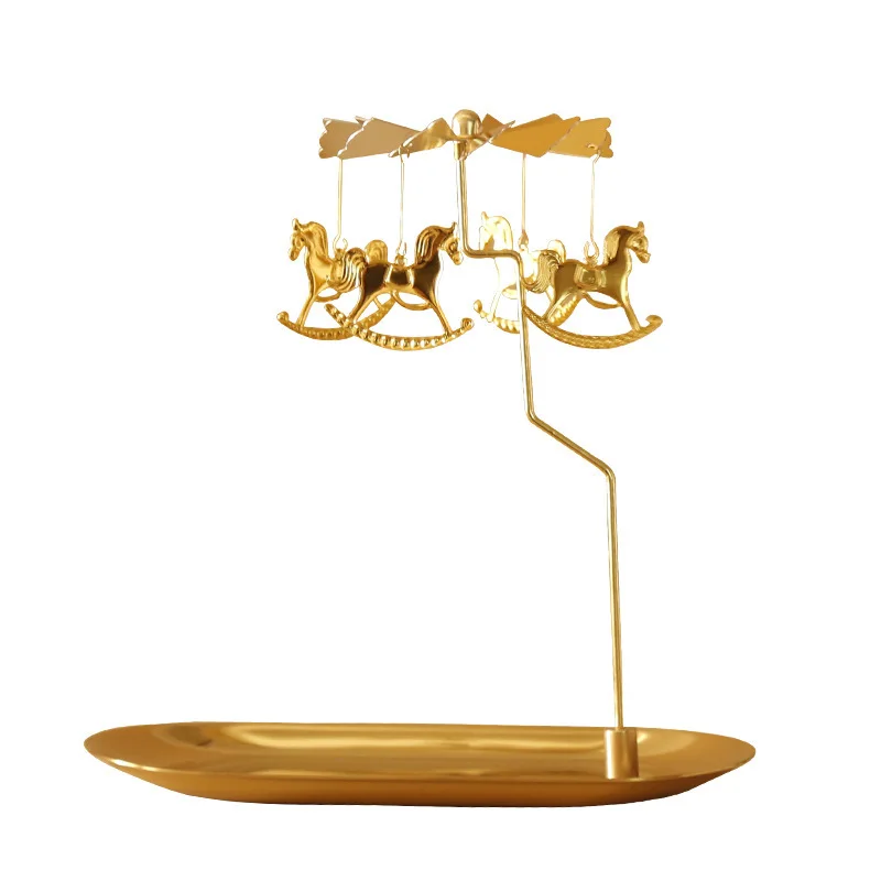 Tray Rotating Candle Holder Aroma Candle Romantic Revolving Lamp Windmill Spinning Tea Light Candlesticks Christmas Day Gift