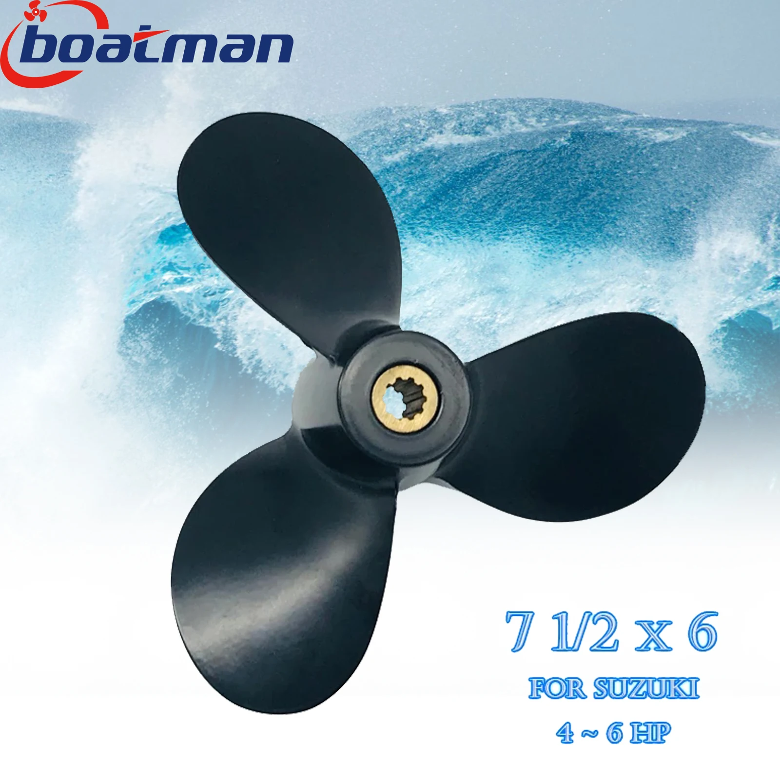 Boat Propeller 7 1/2x6 For Suzuki Outboard Motor 4-6 HP Aluminum 10 Tooth Spline Engine Part 58110-91JL0-019