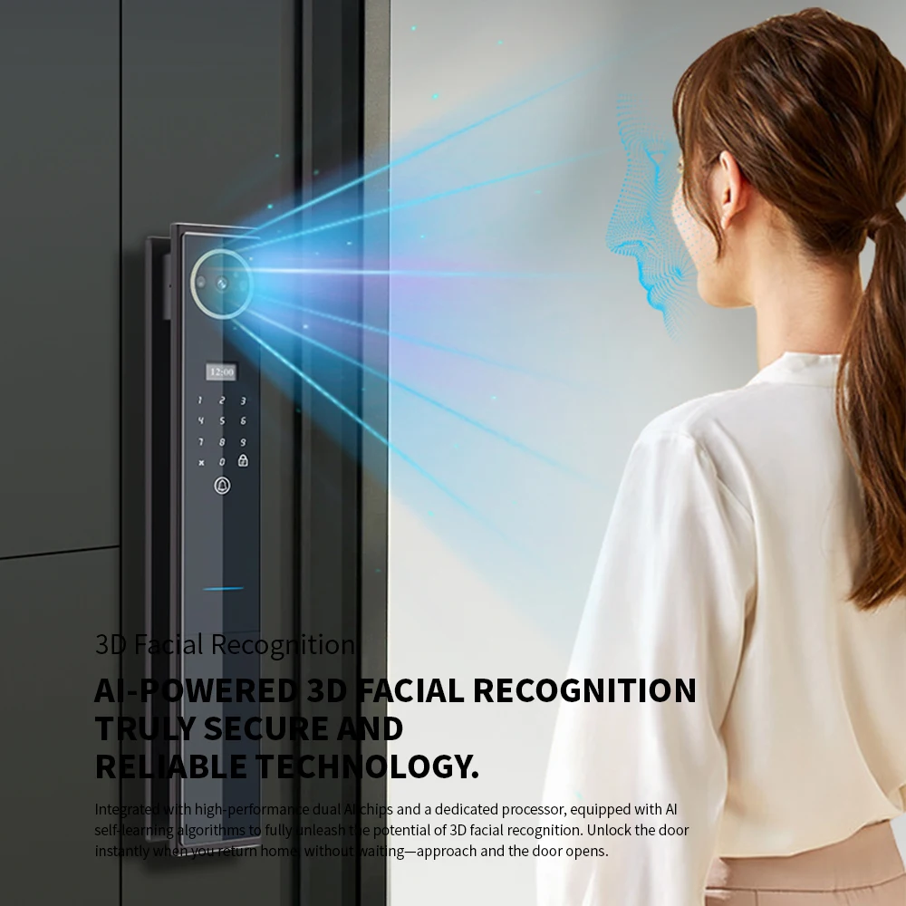 منتج جديد V81C قفل باب ذكي ثلاثي الأبعاد للتعرف على الوجه Siri Voice Security كاميرا خارجية Google Home مع اتصال داخلي عبر الفيديو النشط