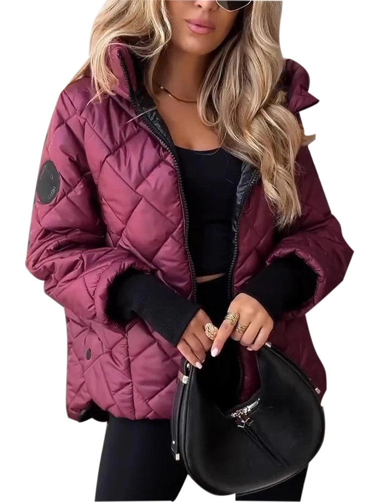 Autumn Winter Quilted Jacket Women Fashion Casual Hooded Short Coat New in Outerwear Solid Pocket Outdoor Female Cotton Coat