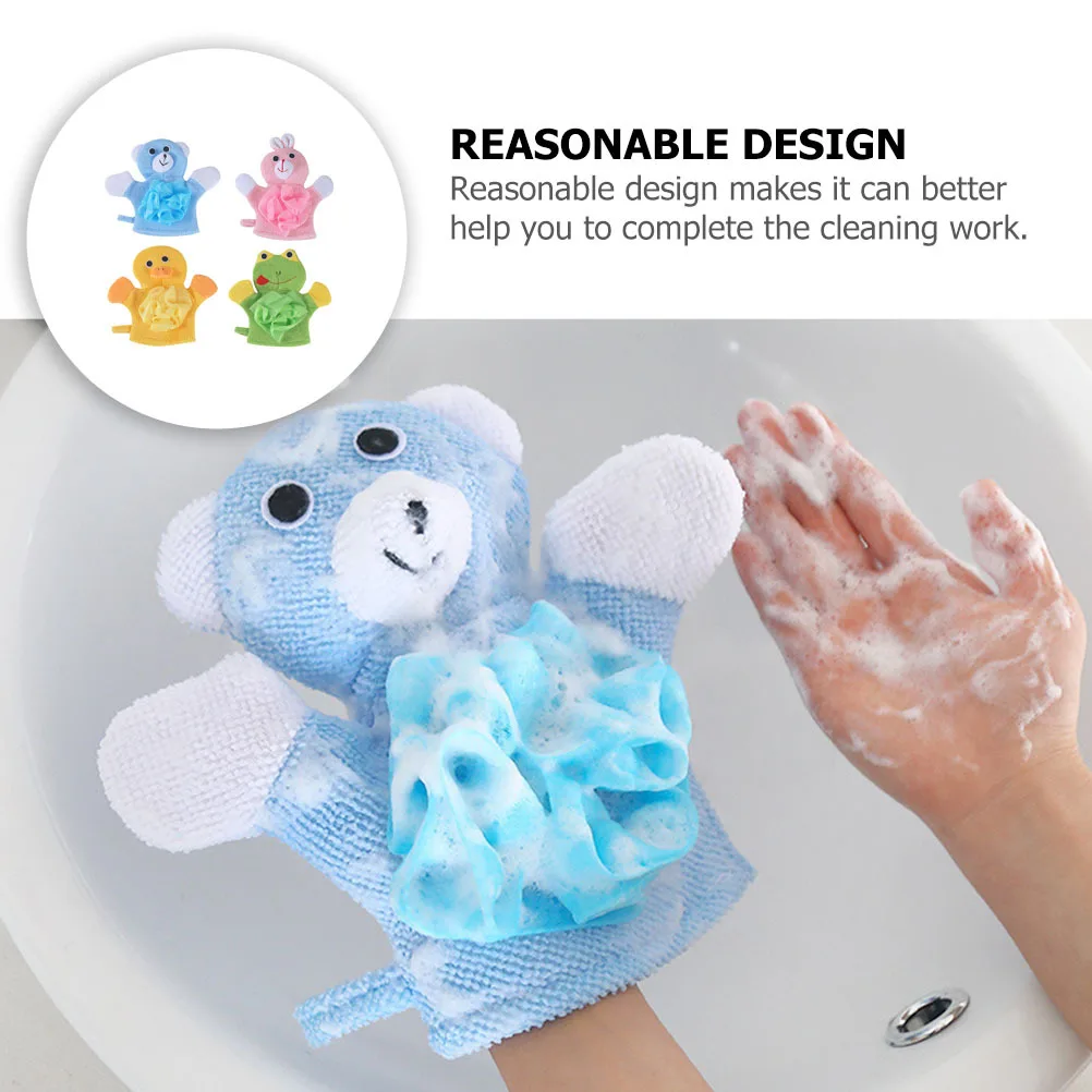 

4pcs Shower Flower Bath Exfoliating Gloves Deep Cleaning Body Scrubbing Mittens For Back Bathing Wipe Kids Safe Towel Body