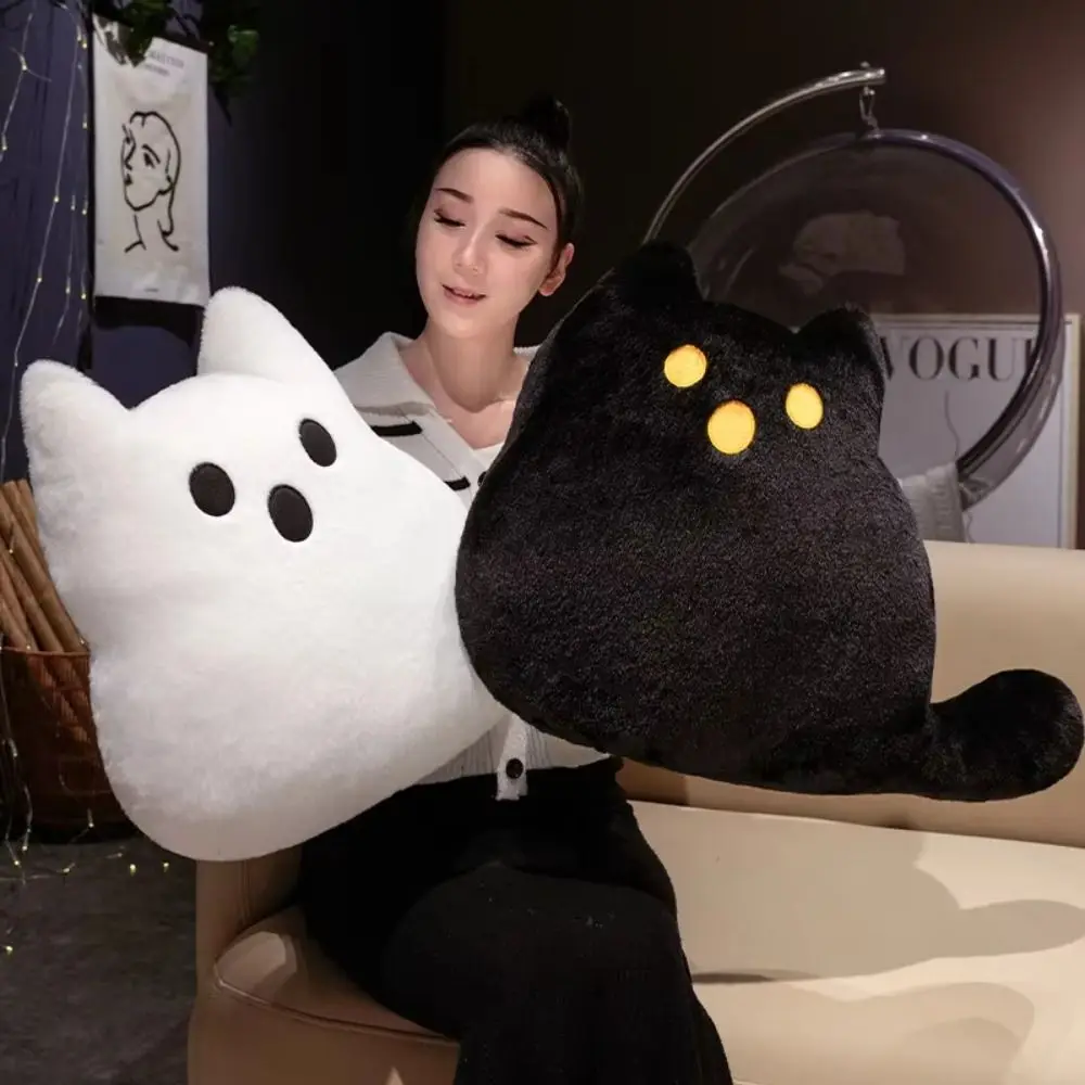 

Halloween Style Ghost Cat Plush Toys Kawaii PP Cotton White Cat Plush Pillow Cute Funny Black Cat Plush Doll Home Decor