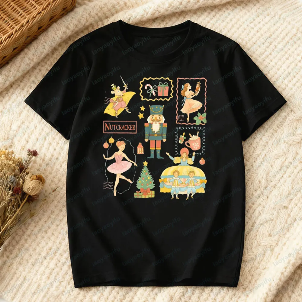 عيد الميلاد كسارة البندق لطيف عادية قميص كسارة البندق الباليه المحملة خمر السكر البرقوق الجنية تي شيرت احتفالي عطلة حفلة النساء بلايز #2