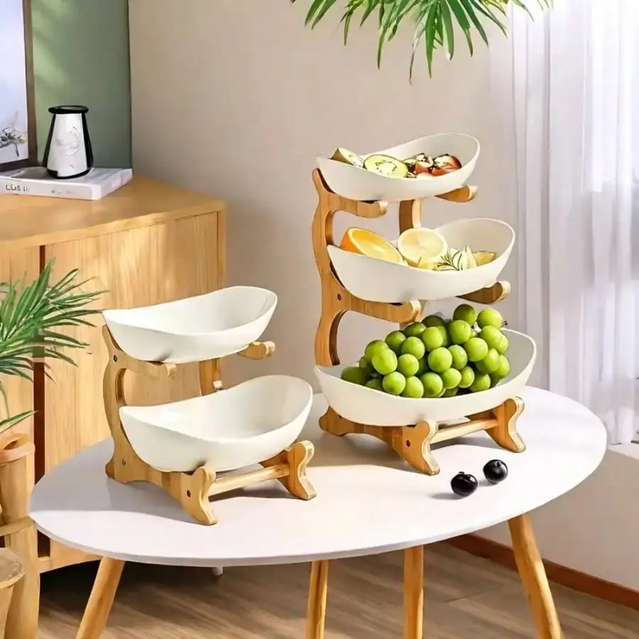 

2/3 Tier Fruit Rack Snack Storage Plate, Decorative Rack - Plastic Fruit Bowl Set For Kitchen And Restaurant
