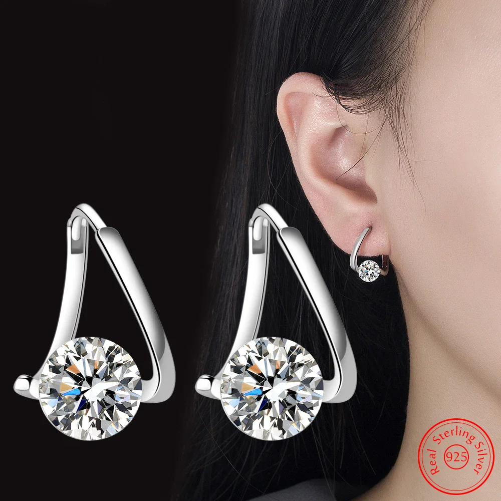 

Fanqieliu Real 925 Sterling Silver Crystal Jewelry Fashion Spiral Hoop Earrings For Women New FQL23643