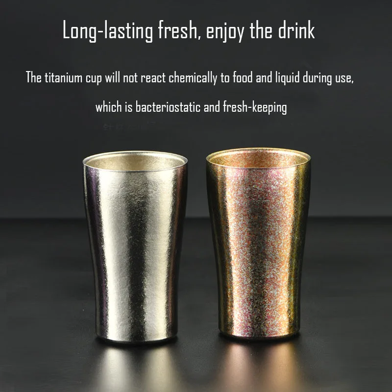

300ml Beer Cup,Double Layer Pure Titanium,heat Insulation Anti-scalding Drinkware,Tea Tools,Drinking Utensils,Milk/Coffee Mug