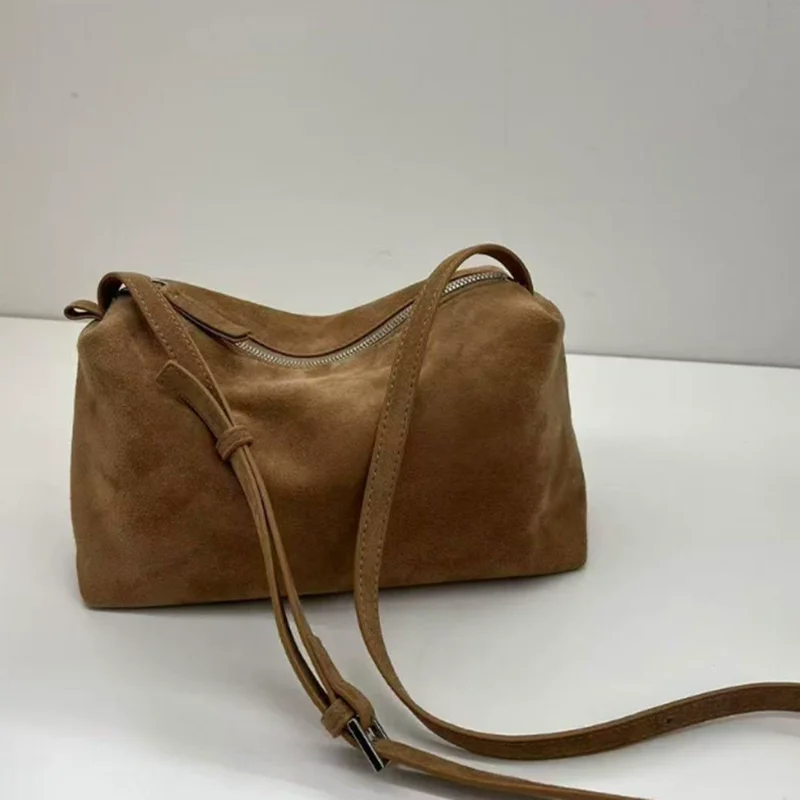 2025 Winter Early Products red Color Real Suede Leather Women Shoulder Bag Simple Leisure Female Crossbody Bag