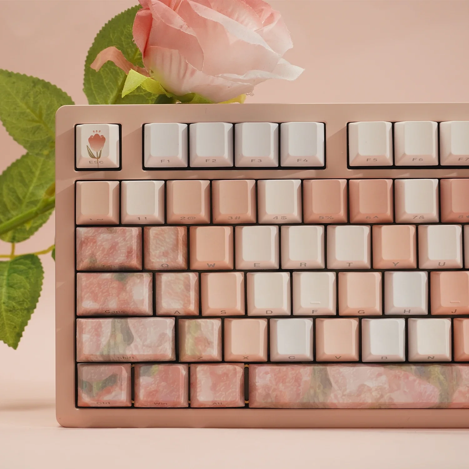 Tulip impression original side engraved pbt keycap hot sublimation full set suitable for mechanical keyboard