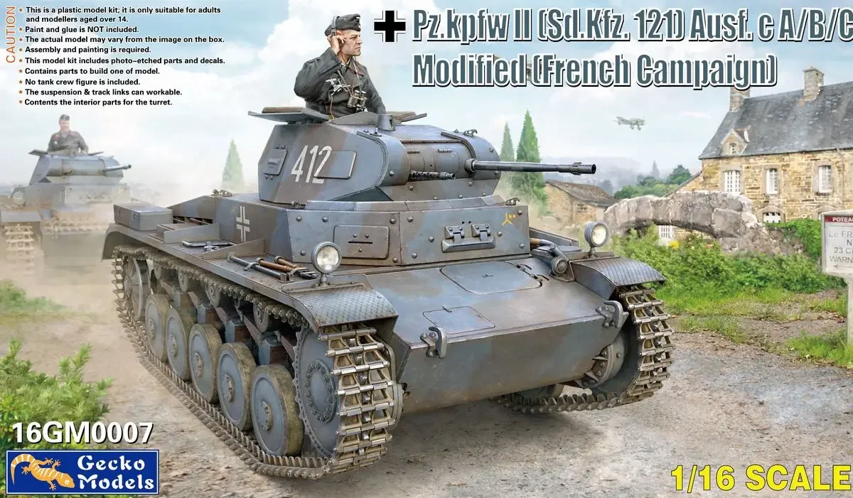 Gecko Models 16GM0007 1/16 Pz.kpfw II (Sd.Kfz. 121) Ausf. c A/B/C (Modified) - Scale Model Kit