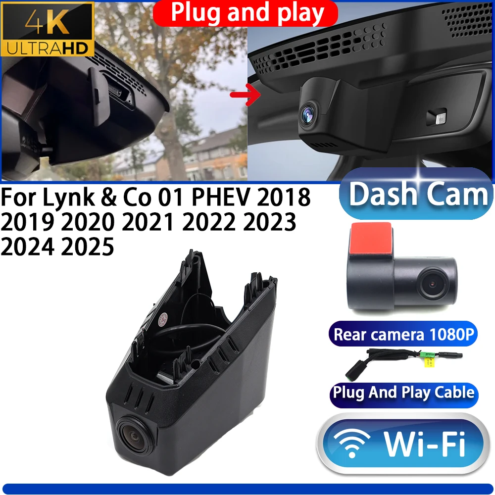 

HighCity For Lynk & Co 01 PHEV 2018 2019 2020 2021 2022 2023 2024 2025 Dash Cam Camera DVR 4K Wifl Plug And Play Video Recorder