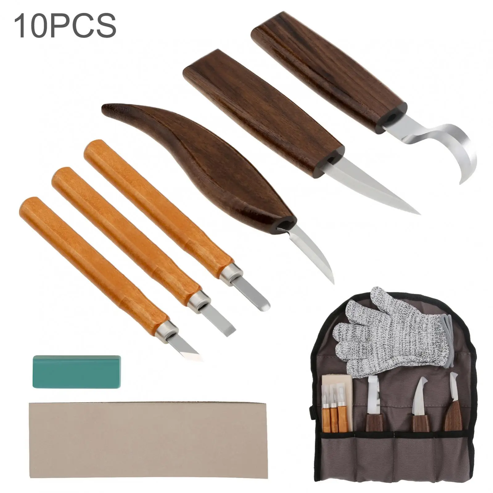 

10pcs/set Carving Tool Kit Carbon Steel and Alloy Steel Engraving Tools for Woodworking with Canvas Bag