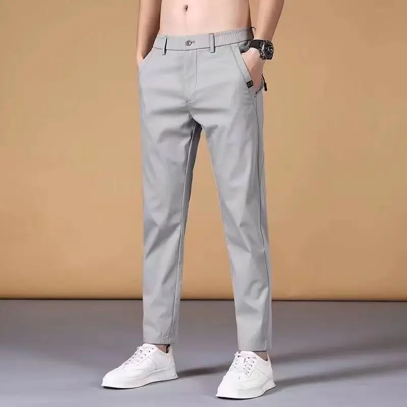 

Fashionable Versatile Temperament Men's Clothing Button Zipper Simplicity Solid Color High Waisted Straight Leg Wide Leg Pants