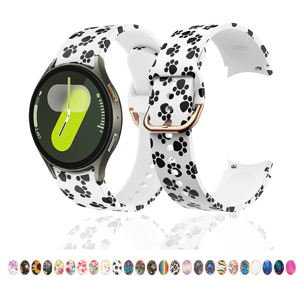 Cat\'s Paw Printed Strap for Samsung Galaxy Watch 7 40mm Women\'s Strap for Samsung Galaxy Watch 7 6 5 4/6 Classic 47mm 43mm