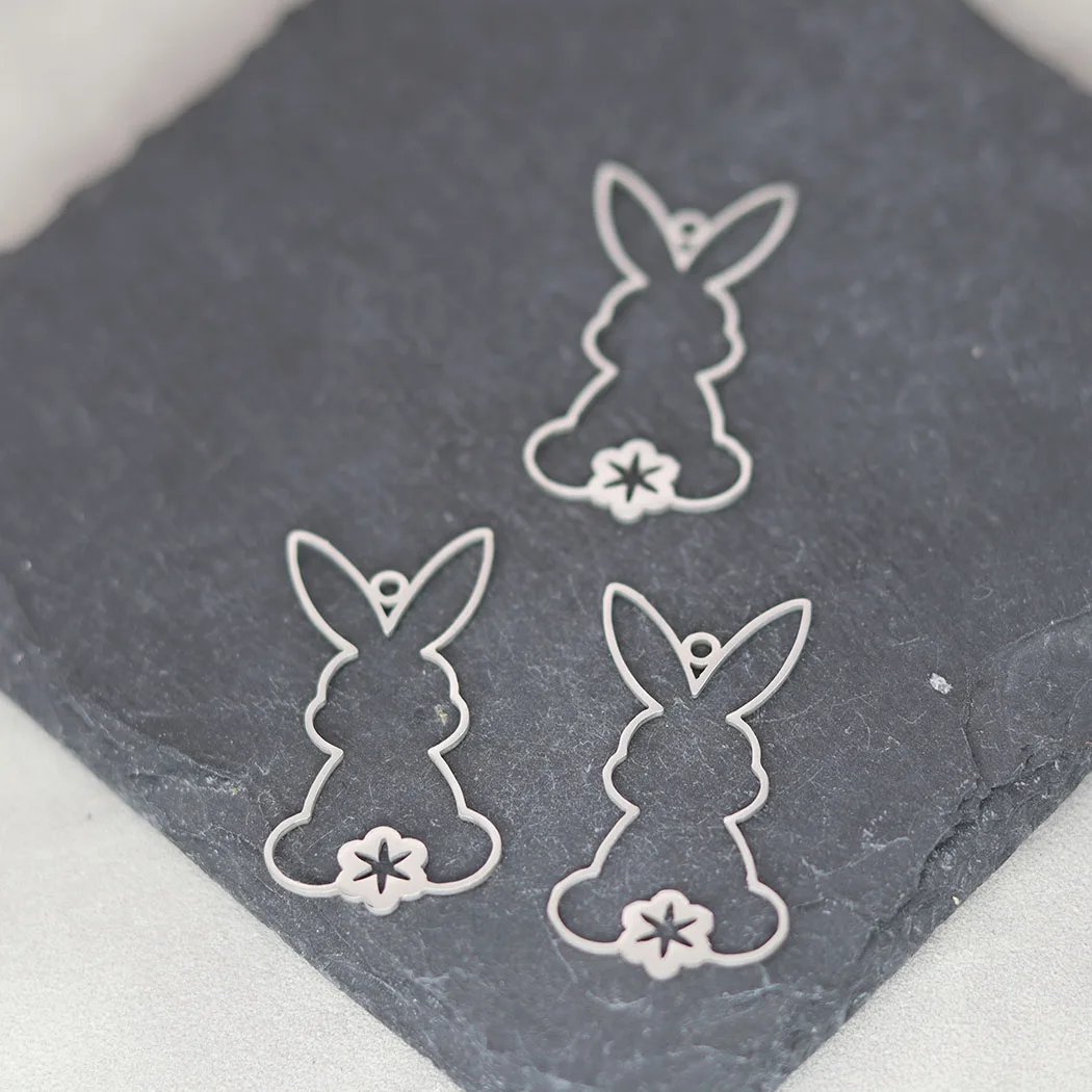 3pcs /Lot Stainless Steel Rabbit  Charm Pendant Accessories DIY Jewelry Making For Bracelets Earring Necklaces For Party Gift