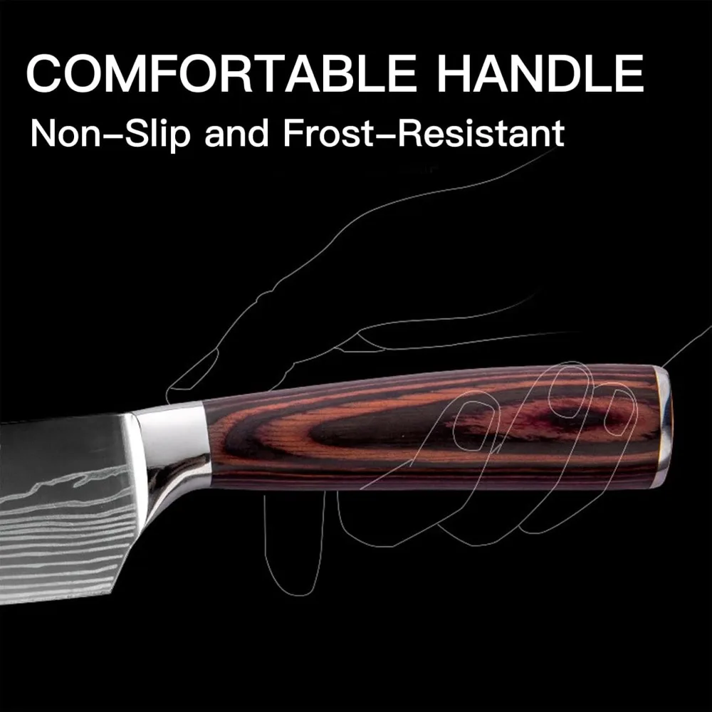 Couteau multi-usages japonais, couteau d'office en acier inoxydable, couteau de Chef à manche en bois pour couper des Fruits et légumes