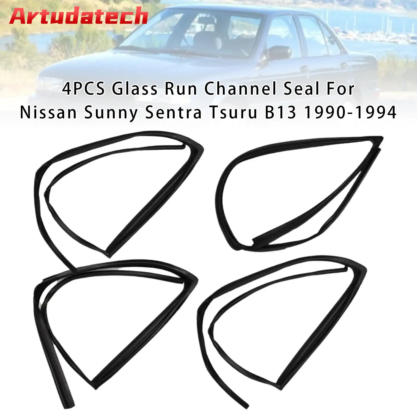 

Artudatech 4PCS Glass Run Channel Seal For Nissan Sunny Sentra Tsuru B13 1990 1991 1992 1993 1994 Car Accessories