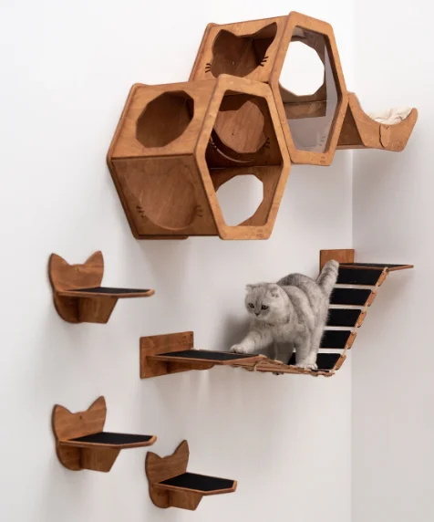 Wall Hanging Climbing Rack Cat Jumping Platform Furniture Pet Shop Wall Climbing Ladder Wooden Cat Shelf Indoor Climbing Rack