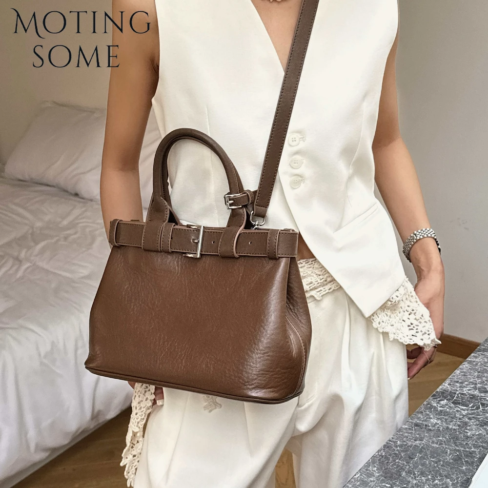 

Motingsome Frist Layer Genuine Leather Shoulder Handbag for Women Crossbody Luxury Designer Bags Daily Tote Lady Satchel 2025