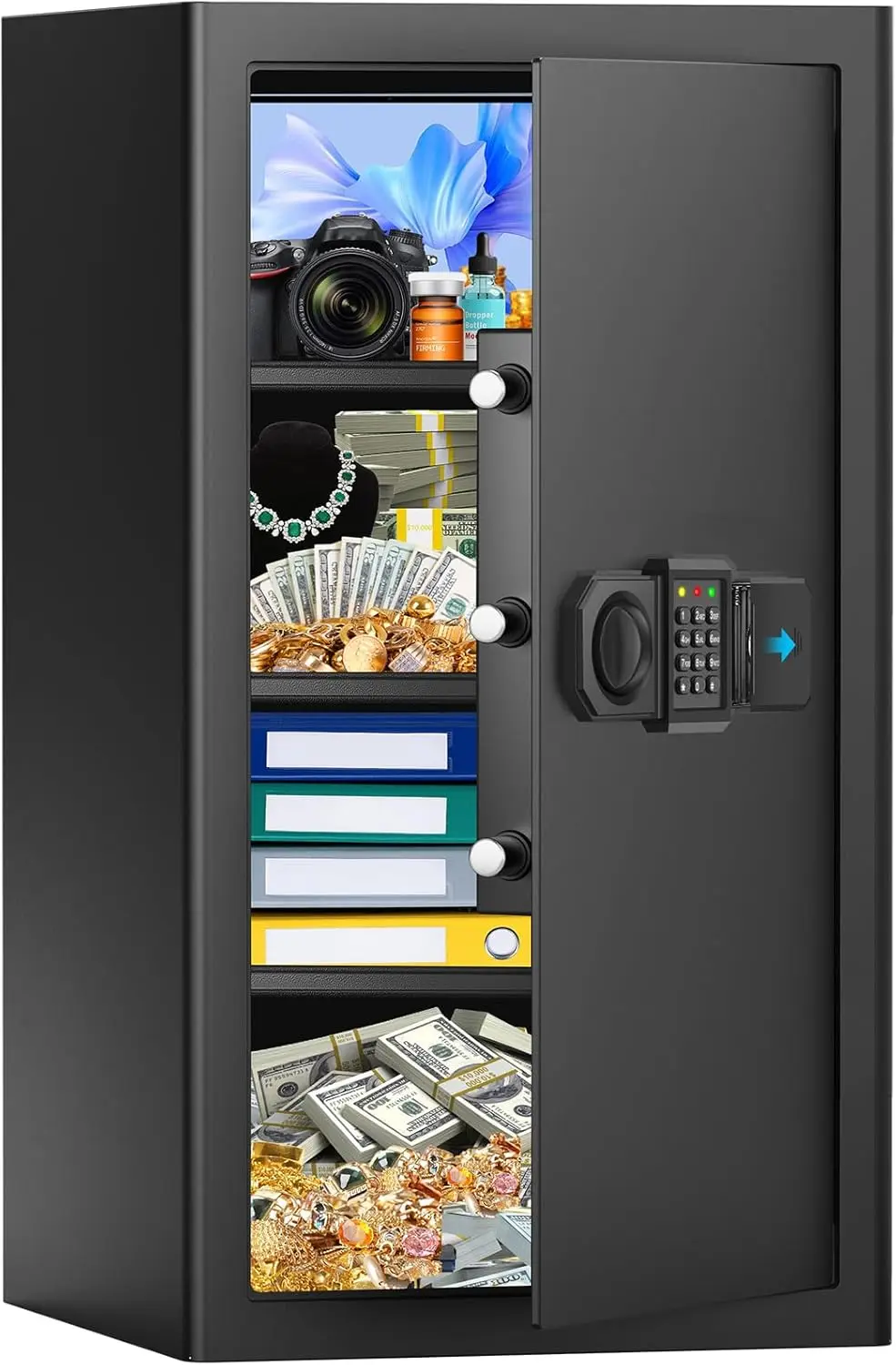 

27.6" Fireproof Digital Safe with Alarm, Combination Lock & Keys for Home Valuables