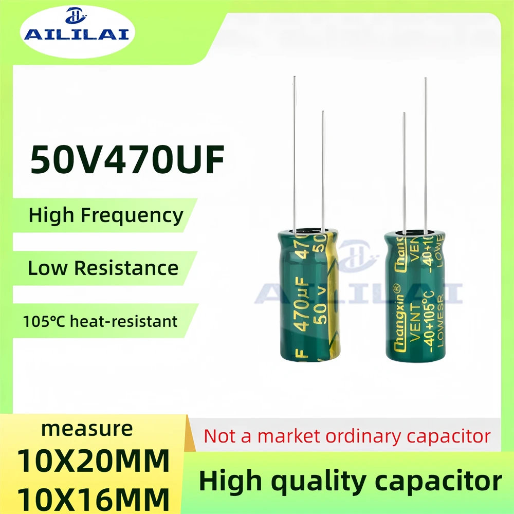 20PCS Original 50v470uf Low ESR/Impedance High Frequency 50V 470UF Aluminum Electrolytic Capacitor 50V470UF Size: 10X16/10X20MM