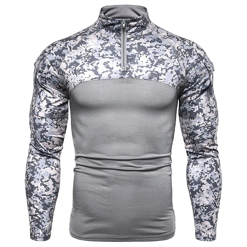 Herren Taktisches Sweatshirt Outdoor Hoodies Männer Frühling Herbst Langarm Pullover Leichte Stehkragen Slim Fit Sweatshirts – Detail 9