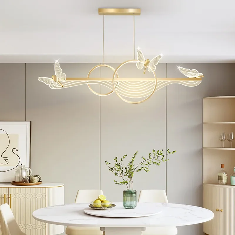 Imagem -04 - Modern Retangular Led Pendant Light Nordic Luxury Restaurant Light Living Room Pendant Estudo Criativo Borboleta