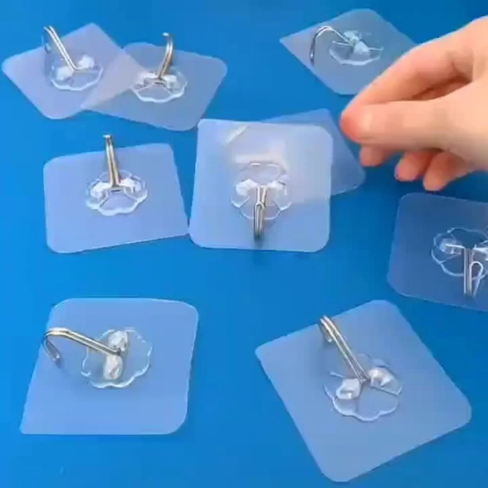 1-20Pcs Bathroom Hook Transparent Wall Hooks Hangers Self Adhesive Door Wall Hangers Hooks for Key Bag Kitchen Bath Accessories