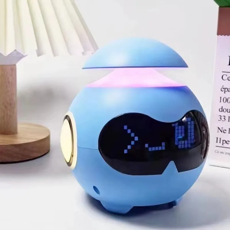 USB 5v Cute Robot cyfrowy budzik zegar światło nastrojowe zegar z muzyka Bluetooth wyrażeniem RGB LED lampka nocna światło nastrojowe