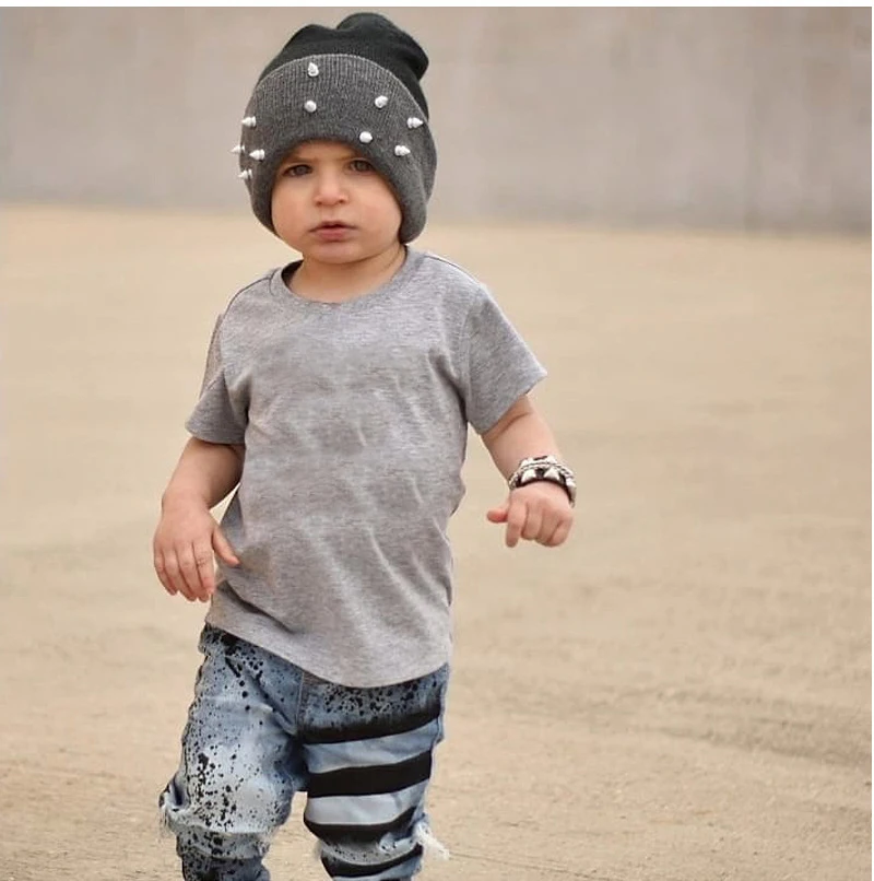 T shirt For Kids Cotton Short Sleeve Boy T Shirts Girl For Tshirt Solid Color Black White Gray Children's Clothing 2-10 Year