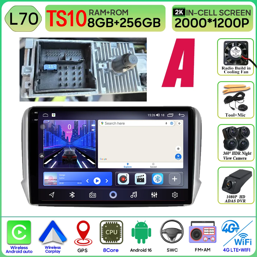 Android 16 GPS Navigatie Voor Peugeot 2008 208 Serie 2012 - 2018 Carplay Autoradio Multimedia Speler Stereo Video BT 2 k Scherm