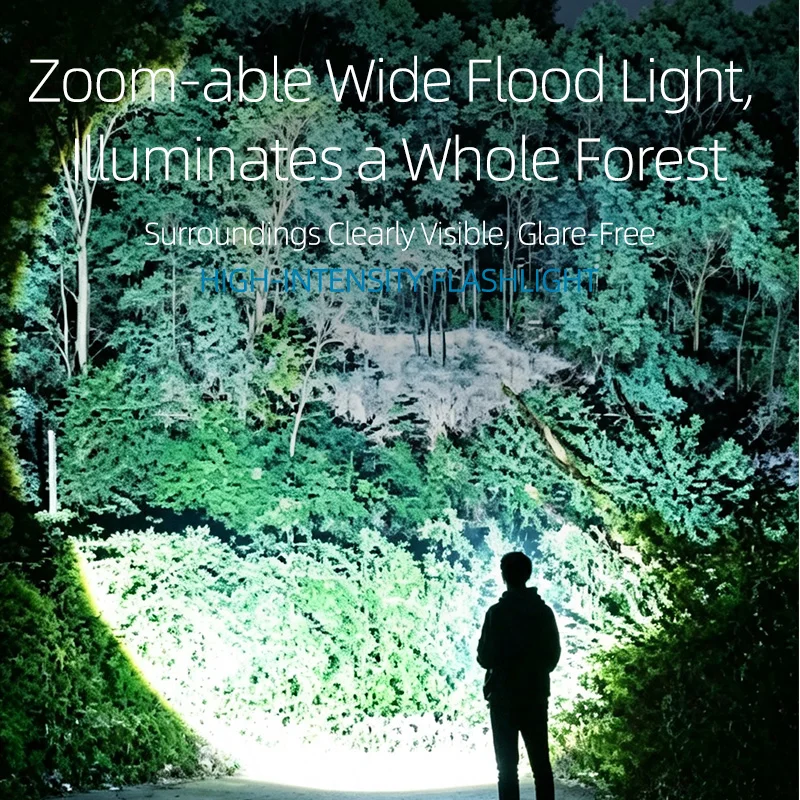 Aluminum Alloy Shell White Laser Flashlight, Strong Light Remote Zoom 6-Speed LED Light, Portable Flashing Warning Flashlight - view 3