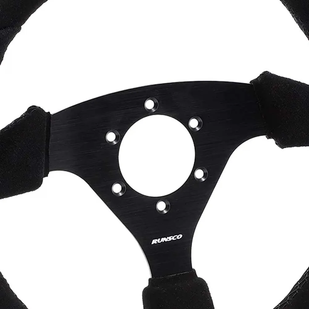 RUNSCO 330mm Suede Sim Racing Steering Wheel, Universal 13 Inch Rim for Simulator Cockpit, Drift & Vehicle Modification