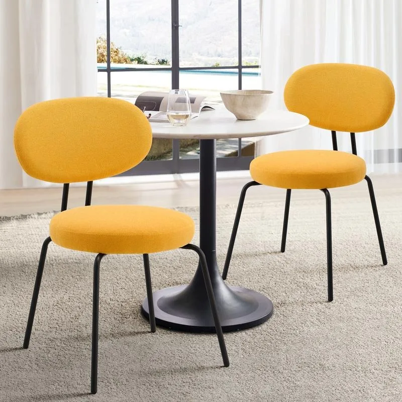 

*Clearance Sale* COLAMY Modern Fabric Dining Chairs Set of 2, Mid Century Upholstered Dining Room Kitchen Chairs with Curvend S