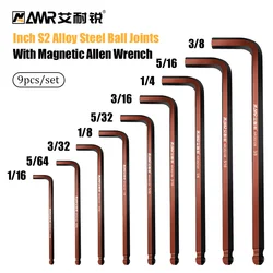 9pcs Allen Wrenches Sets Long Arm Ball End Inch (Standard) SAE Hex 1/16inch-3/8inch S2 Steel