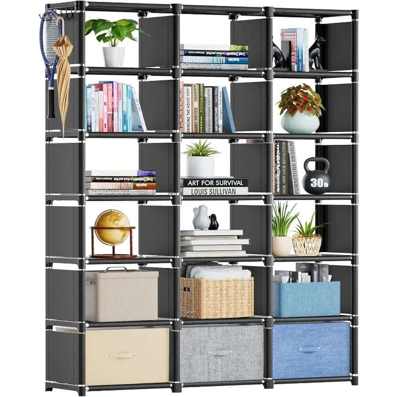 

Book Shelf, 18 Cube Storage Organizer, DIY Bookcase, Metal Cube Bookshelf, Cubbies Closet Storage Organizer Shelves fo