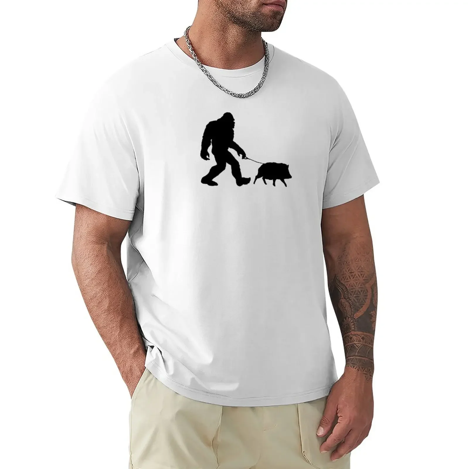 Bigfoot Sasquatch Walking His Javelina on a leash T-Shirt aesthetic clothes cute clothes funnys funny t shirts for men