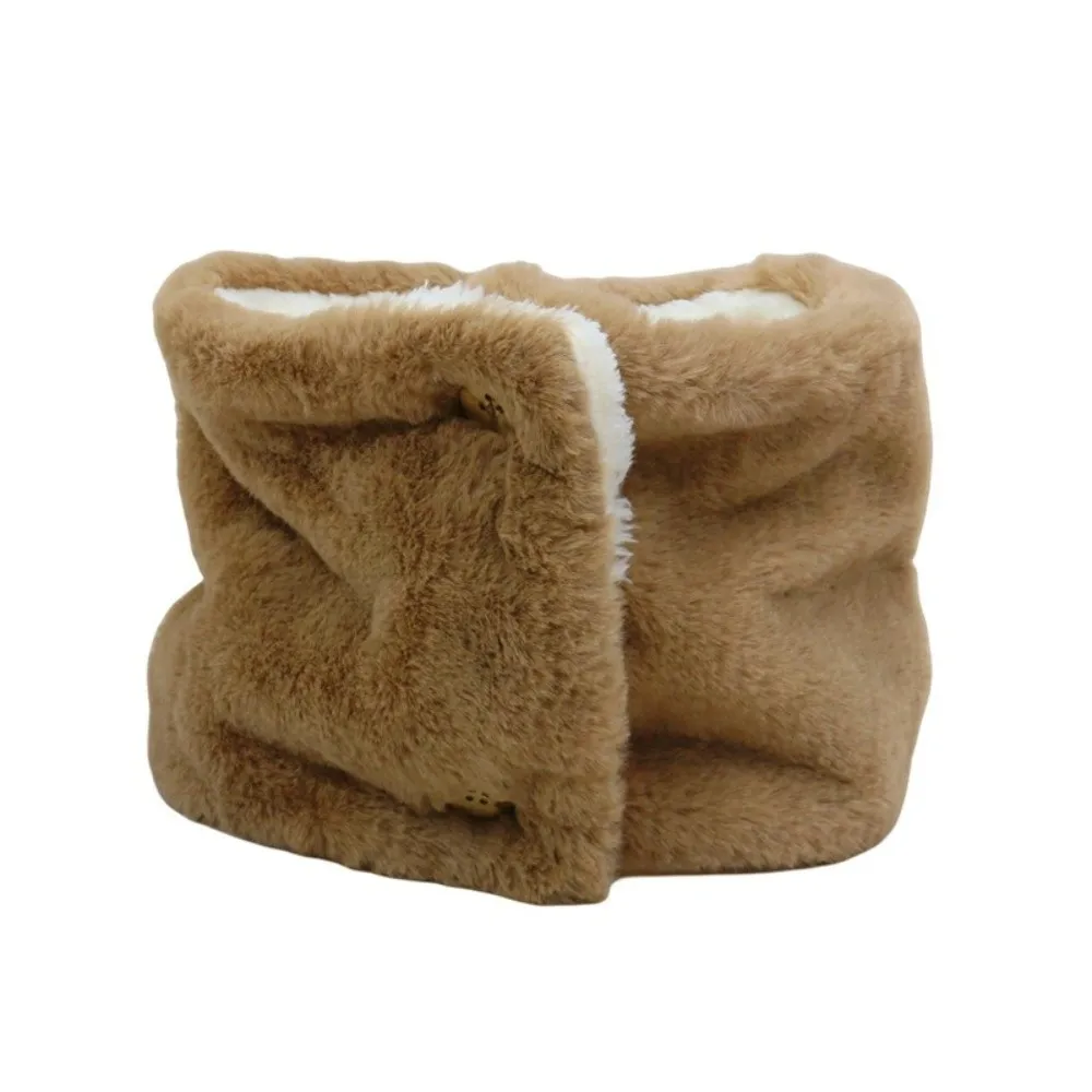 New Double-Layer Faux Fur Scarves Soft Solid Color Ring Scarves hickening Warm Circle Scarf Women
