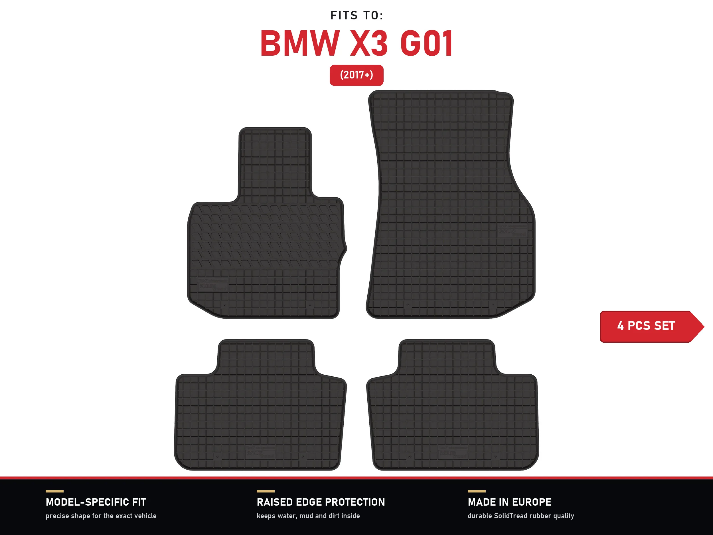 Rubberen matten voor: BMW X3 G01 2017- 4 stuks