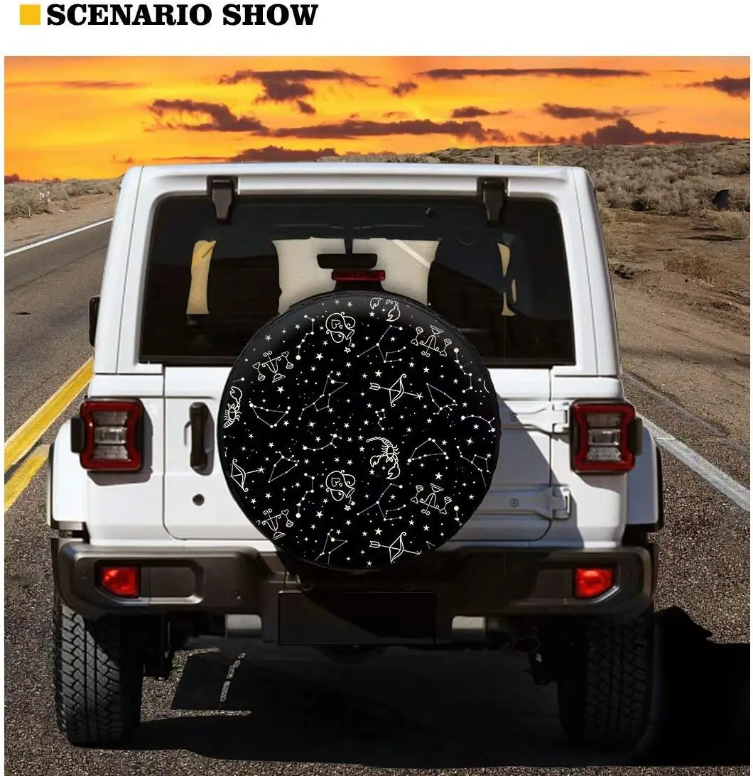 Fire and Water Softball Ball Wheel Tire Cover Waterproof Dust-Proof Universal for Trailer, RV, SUV and Many Vehicle 14-17 In