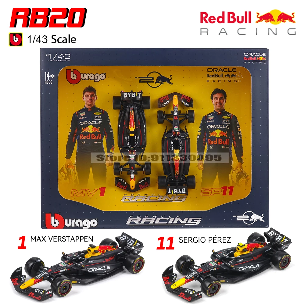 ブラーゴ-1-43-フェラーリ-メルセデス・ベンツ-レッドブル-f1-2024-rb20-w15-sf24-ギフトボックス-合金製-高級車-ダイキャストカーモデル-おもちゃ-​