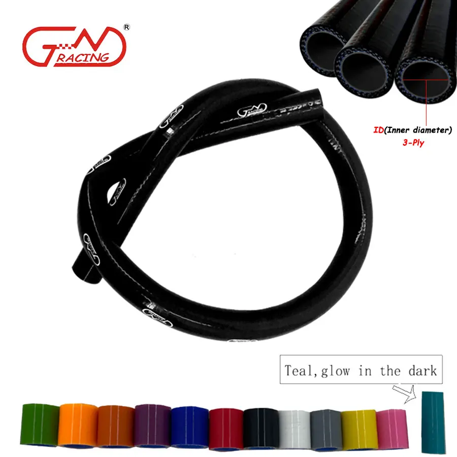 JN RACING 3 Layers Silicone Hoses Straight 1 Meter Car Engine Universal High Temperature Silica Gel Tube Black Multi Size