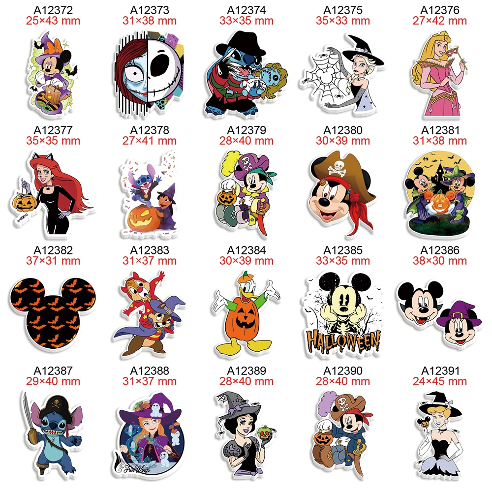 Halloween Disney Cartoon Character Planar Resin Flatback for Hairbows DIY Craft Supplies Handmade Material Decoration 30pcs/lot