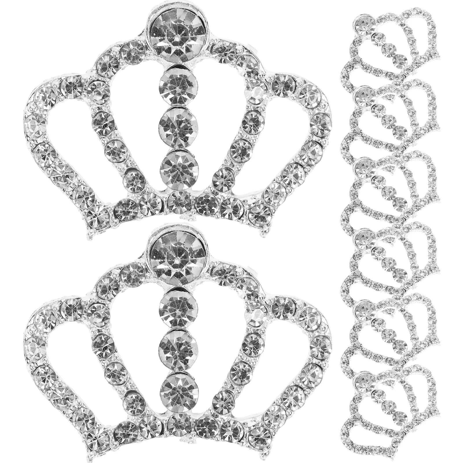 Rhinestone Crown Mobile Beauty Headdress Flower Plate Buckle 10 Pieces (silver White Diamond) Bride Rhinestones