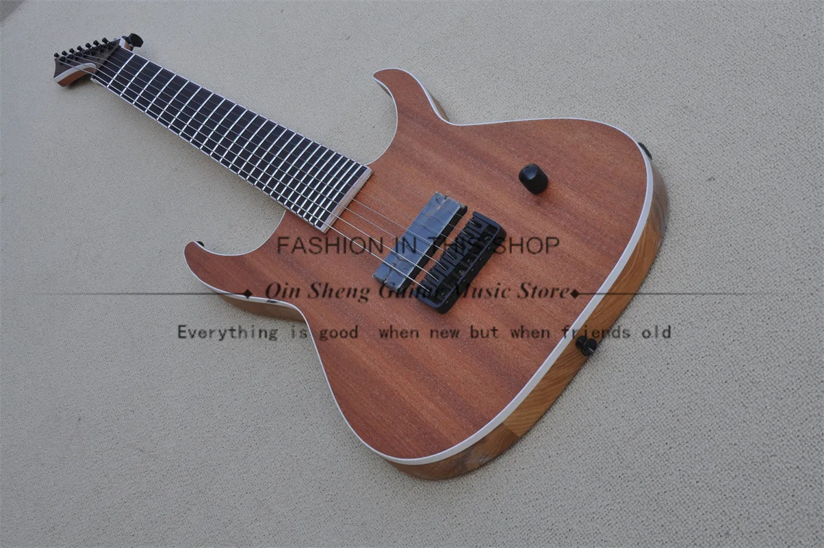 7 String Electric Guitar ASH Wood Body White Binding Sapele Top Fixed Bridge Rosewood Fingerboard Black Tuners