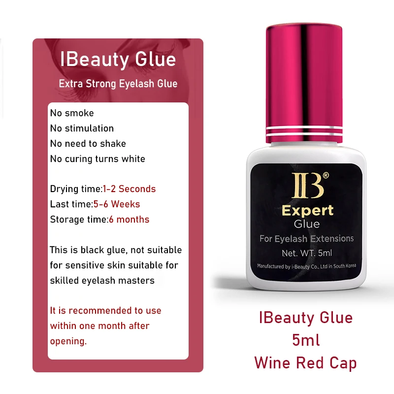 IBeauty – colle Expert pour Extension de faux cils, corée 2s, séchage rapide, outils de maquillage longue durée, fournitures adhésives, capuchon rouge vin IB, 1 pièce